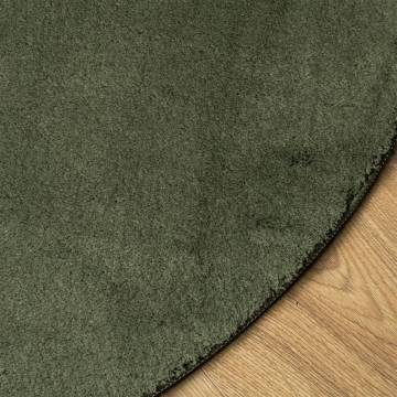 Rug HUARTE Ø 200 cm - Soft, Washable & Non-Slip Forest Green