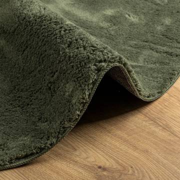 Rug HUARTE Ø 200 cm - Soft, Washable & Non-Slip Forest Green