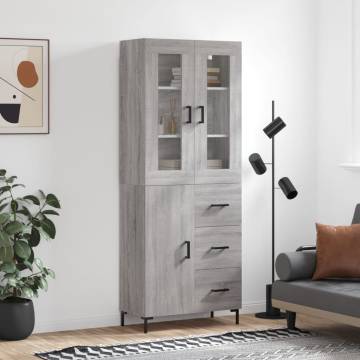 Stylish Highboard Grey Sonoma - Durable Engineered Wood