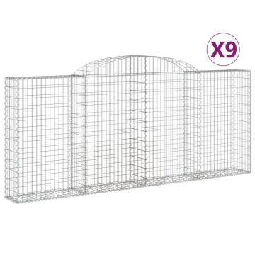 Arched Gabion Baskets - 9 pcs Galvanised Iron | Hipomarket