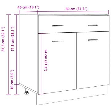 Drawer Bottom Cabinet - Concrete Grey 80x46x81.5 cm