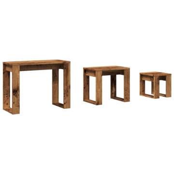 Elegant Nest of Tables - 3 pcs Old Wood | Hipomarket