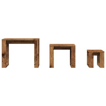 Elegant Nest of Tables - 3 pcs Old Wood | Hipomarket
