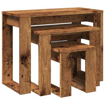 Elegant Nest of Tables - 3 pcs Old Wood | Hipomarket