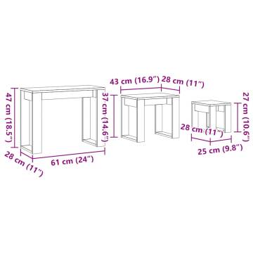 Elegant Nest of Tables - 3 pcs Old Wood | Hipomarket