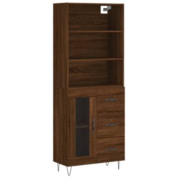 Elegant Highboard in Brown Oak - 69.5x34x180 cm