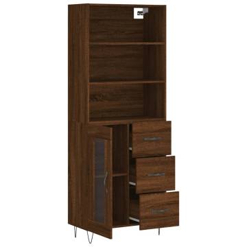 Elegant Highboard in Brown Oak - 69.5x34x180 cm