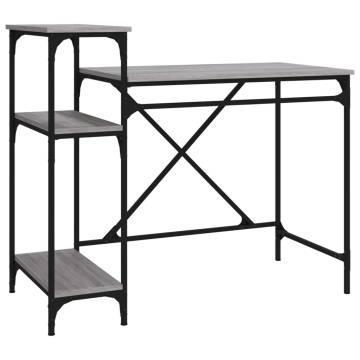 Industrial Desk with Shelves Grey Sonoma - 105x50x90 cm