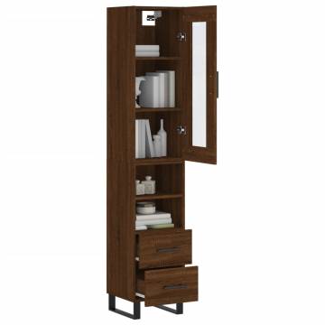 Stylish Highboard Brown Oak - 34.5x34x180 cm | Hipo Market