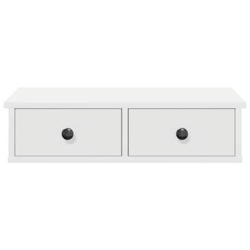 Wall Shelf with Drawers White - 60x25x15 cm Engineered Wood