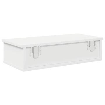 Wall Shelf with Drawers White - 60x25x15 cm Engineered Wood