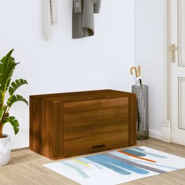 Wall-Mounted Shoe Cabinet - Brown Oak Solid Wood 70x35x38 cm