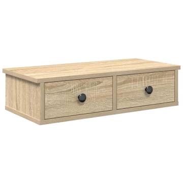 Wall Shelf with Drawers in Sonoma Oak - Practical & Stylish