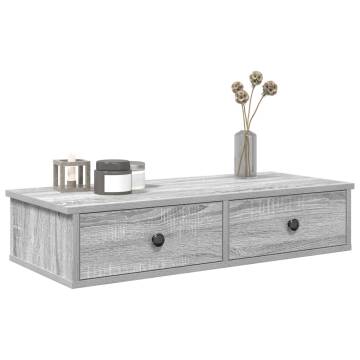 Wall Shelf with Drawers Grey Sonoma - Stylish Home Storage