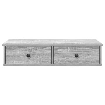 Wall Shelf with Drawers Grey Sonoma - Stylish Home Storage