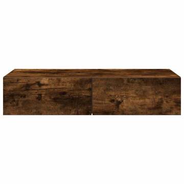 Wall Shelf with Drawers in Smoked Oak | 80x33x17 cm