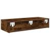 Wall Shelf with Drawers in Smoked Oak | 80x33x17 cm