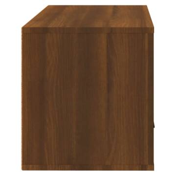 Wall-Mounted Shoe Cabinet - Brown Oak Solid Wood 70x35x38 cm