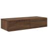 Wall Shelf with Drawers - Brown Oak, Engineered Wood | HiPoMarket