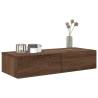 Wall Shelf with Drawers - Brown Oak, Engineered Wood | HiPoMarket