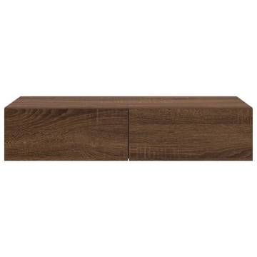 Wall Shelf with Drawers - Brown Oak, Engineered Wood | HiPoMarket