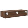 Wall Shelf with Drawers - Brown Oak, Engineered Wood | HiPoMarket