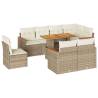 9 Piece Garden Sofa Set with Cushions - Beige Poly Rattan