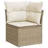 9 Piece Garden Sofa Set with Cushions - Beige Poly Rattan