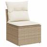 9 Piece Garden Sofa Set with Cushions - Beige Poly Rattan