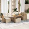  8 Piece Garden Sofa Set with Cushions Beige Poly Rattan Acacia Colour beige and cream Model with storage Number of 1 