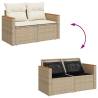 8 Piece Beige Garden Sofa Set with Cushions | Hipomarket