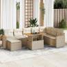  9 Piece Garden Sofa Set with Cushions Beige Poly Rattan Acacia Colour beige and cream Model with storage Number of 1 