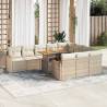  11 Piece Garden Sofa Set with Cushions Beige Poly Rattan Acacia Colour beige and cream Number of 1 