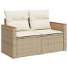 11 Piece Beige Garden Sofa Set with Cushions - Poly Rattan