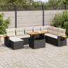  7 Piece Garden Sofa Set with Cushions Black Poly Rattan Acacia Colour black and cream Model with storage Number of 9 