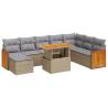 7 Piece Garden Sofa Set | Beige Poly Rattan & Acacia