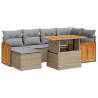 8 Piece Garden Sofa Set with Cushions - Beige Poly Rattan