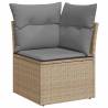 8 Piece Garden Sofa Set with Cushions - Beige Poly Rattan