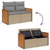 8 Piece Garden Sofa Set with Cushions - Beige Poly Rattan