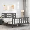 Grey King Size Solid Wood Pine Bed Frame - Hipomarket