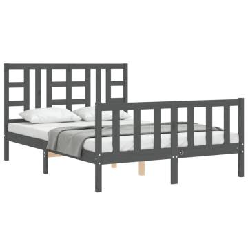 Grey King Size Solid Wood Pine Bed Frame - Hipomarket