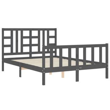 Grey King Size Solid Wood Pine Bed Frame - Hipomarket