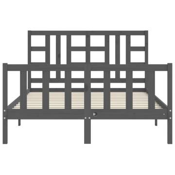 Grey King Size Solid Wood Pine Bed Frame - Hipomarket