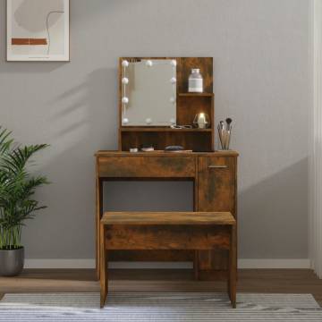 Dressing Table Set with LED in Smoked Oak - Stylish & Functional