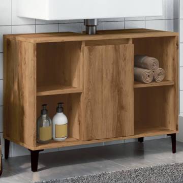 Artisan Oak Sink Cabinet | 80x33x60 cm Engineered Wood