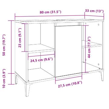 Artisan Oak Sink Cabinet | 80x33x60 cm Engineered Wood