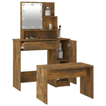 Dressing Table Set with LED in Smoked Oak - Stylish & Functional