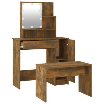 Dressing Table Set with LED in Smoked Oak - Stylish & Functional