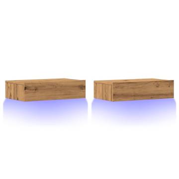 Stylish TV Cabinets with LED Lights - Artisan Oak (2 pcs)