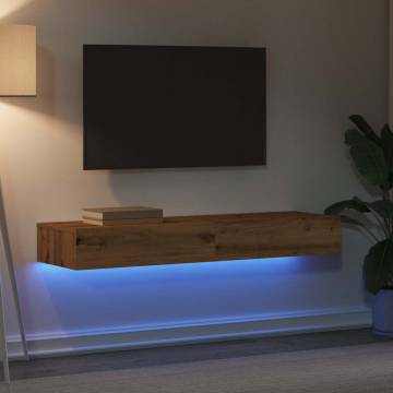 Stylish TV Cabinets with LED Lights - Artisan Oak (2 pcs)